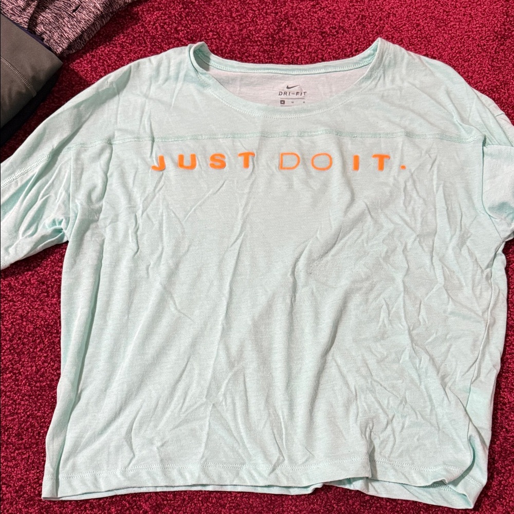 Nike Mint Green Short Sleeve Tee with Orange "JUST DO IT."